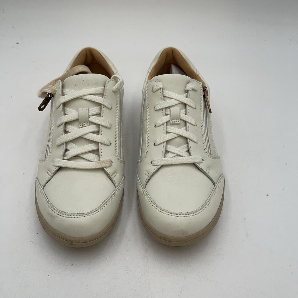 Bryianne Bayla Shoes Womens Off White Leather Zip Lace Sneaker Comfort Size 8